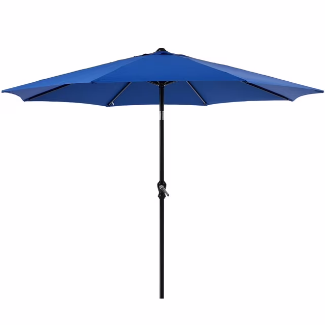 Photo 1 of ZUNMOS 9FT Outdoor Patio Umbrella with Push Button Tilt and Crank Handle, Market Umbrella with 8 Sturdy Umbrella Ribs, UV Protection, Waterproof, Blue
