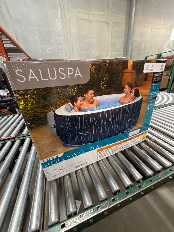 Photo 1 of FOR PARTS ONLY// SaluSpa Hollywood AirJet Inflatable Circle Hot Tub Spa with Color-Changing LED Lights 4-6 Person with Pump 

