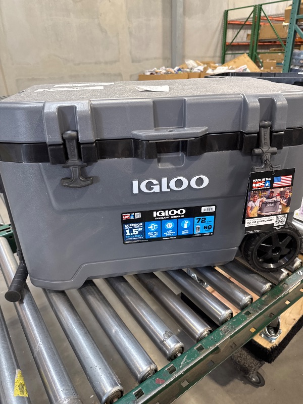 Photo 1 of Igloo 72 QT Overland Ice Chest Cooler with Wheels Gray
