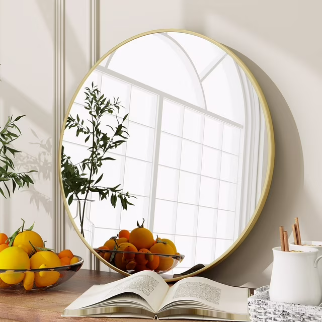 Photo 1 of  Wall Mirror Bathroom Mirror Wall Mounted Round Mirror, Gold
