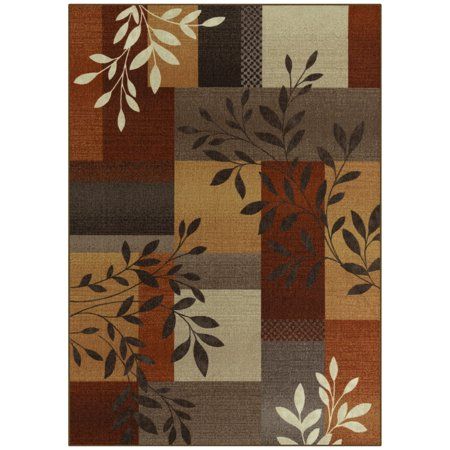 Photo 1 of Mainstays Traditional Leaf Block Rust Brown Print Indoor Area Rug 4 X5 4