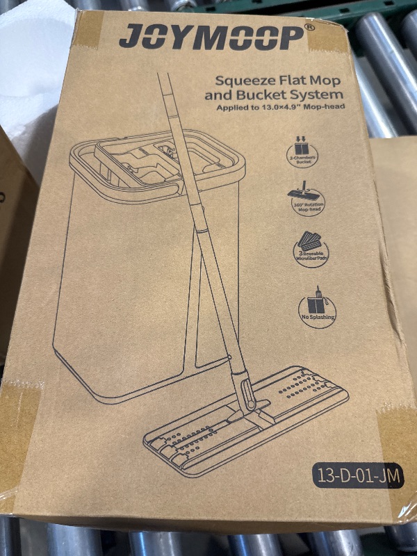 Photo 1 of JOYMOOP Mop and Bucket with Wringer Set, Hands Free Flat Floor Mop and Bucket, with 3 Washable Microfiber Pads, Wet and Dry Use, Floor Cleaning System