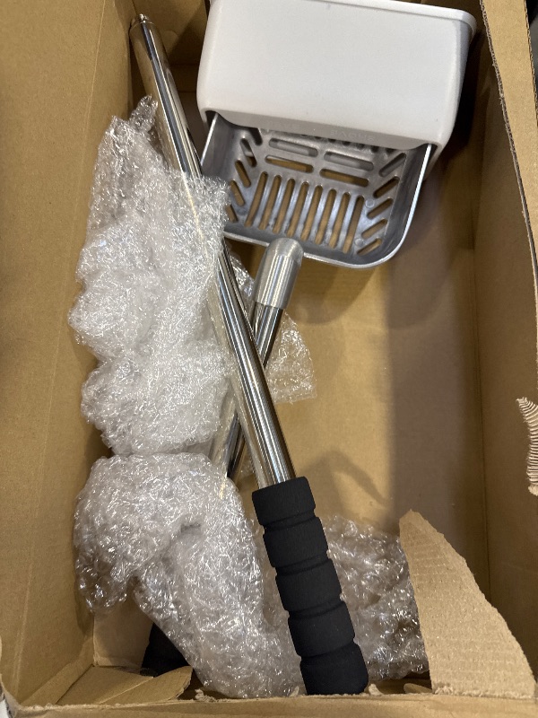 Photo 1 of 32 Inch Cat ter Scooper Metal Long Handle with Cat Litter Scoop Holder Deep Kitty Sifter Shovel Detachable Stainless Steel Poop Sifter Scooper Caddy Kitty with Box(Gray)