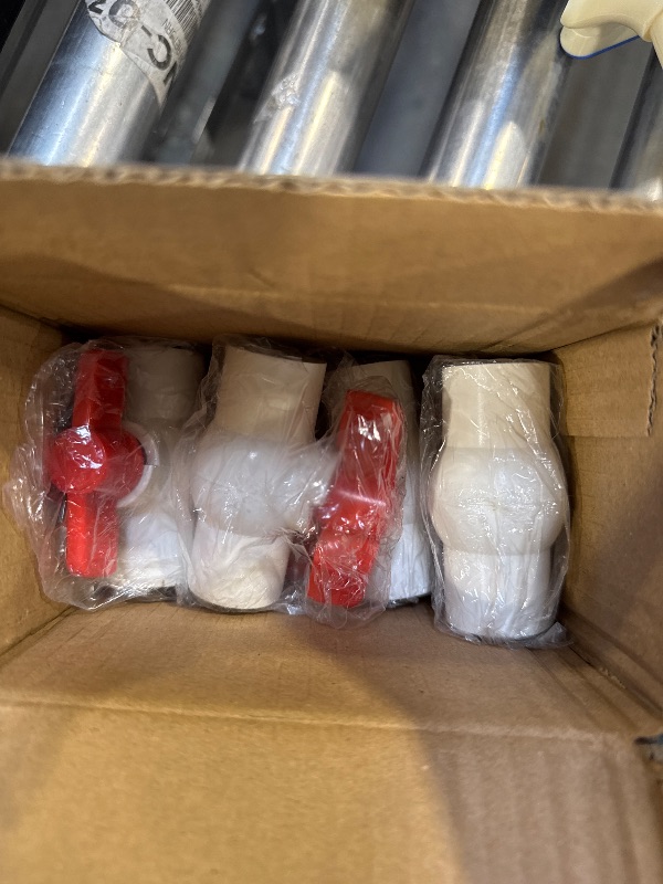 Photo 1 of 6Pcs 1/2" PVC Ball Valve Water Pipe Shut-off Valve Socket with Red T-Handle for Cold Water Supply lines, Irrigation Pipe fitting System(Socket x Socket), Schedule 40