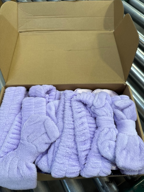Photo 1 of Sintuff 24 Pcs Sleepover Party Supplies for Girls 6 Spa Party Robes 6 Tote Bags 6 Headbands 6 Spa Masks(Size 12,Light Purple)