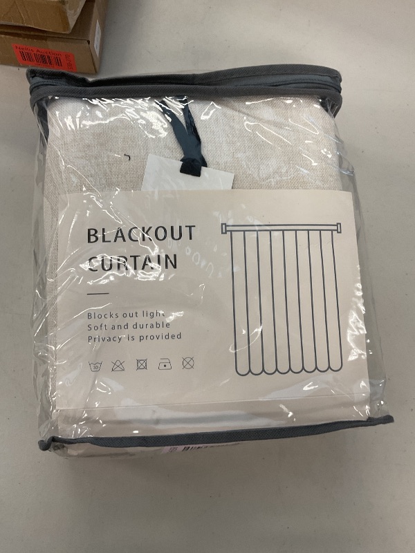Photo 1 of 100% Blackout Shield Linen Blackout Curtains for Bedroom 108 Inches Long, Back Tab/Rod Pocket Living Room Drapes, Thermal Insulated Blackout Curtains 2 Panels Set, 50" W x 108" L,Cream