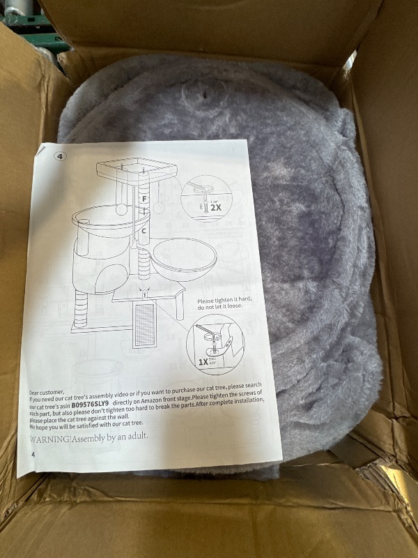Photo 1 of Xin Three Layer Cat Tree with Cat Condo and Two Hammocks,Grey