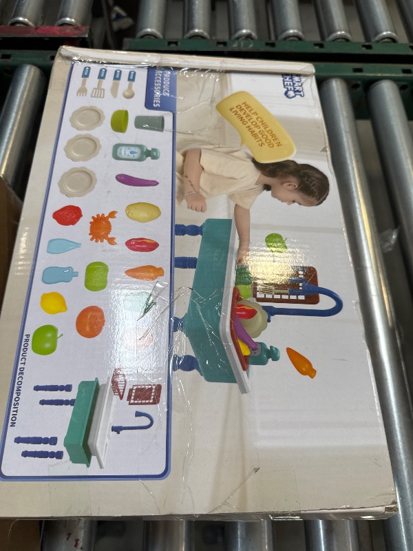 Photo 1 of SmartChef Play Kitchen Sink Toys, Blue Electric Dishwasher Playing Toy with Running Water, Play Food & Tableware Accessories, Kitchen Set Toys, Role Play Sink Set for Toddlers Kids Boys Girls