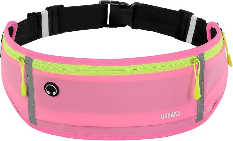 Photo 1 of USHAKE Slim Running Belt, Workout Fanny Pack for Men Women,Exercise Waist Pack for Apple iPhone Holder, Runner Belt for Running Walking Cycling Camping Gym 