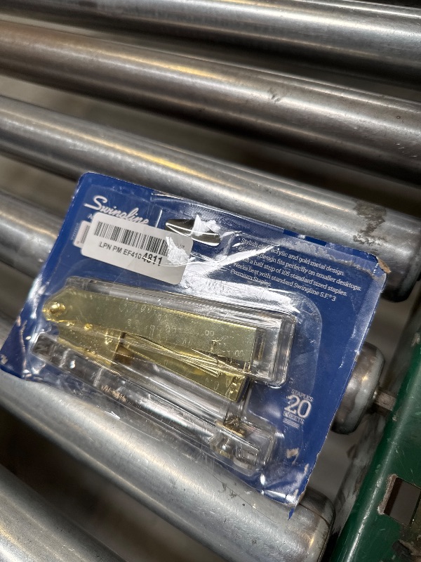 Photo 1 of Swingline Compact Clear Acrylic Gold Stapler, 20 Sheet Capacity, Half Strip, Transparent Desk Stapler (S700000A)