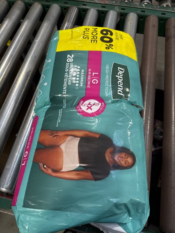 Photo 1 of Depend Fresh Protection Adult Incontinence & Postpartum Bladder Leak Underwear for Women, Disposable, Maximum, Large, Blush, 28 Count, Packaging May Vary