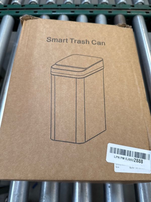 Photo 1 of Yatmung 2.5 Gallon Smart Trash Can Sensor Motion - Touchless Bathroom Trash Can - Skinny Trash Bin with Lid - Electric, Narrow, Plastic, Auto Open - Small Slim Automatic Garbage Can (White)