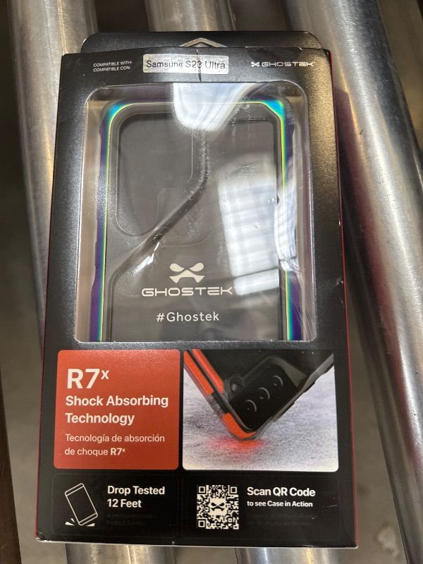 Photo 1 of Ghostek ATOMIC slim Samsung Galaxy S23 Ultra Phone Case with Clear Back and Iridescent Aluminum Bumper S-Pen Stylus Cutout Shockproof Phone Cover Designed for 2022 Samsung S23 Ultra (6.8") (Prismatic)