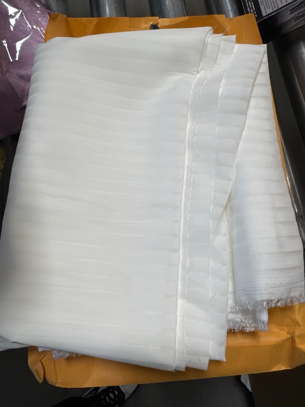 Photo 1 of Large Piece of White Striped Fabric