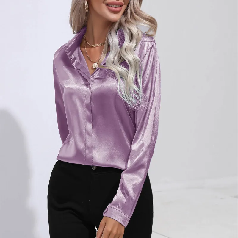 Photo 1 of Women's Purple Long-Sleeved Button Up L