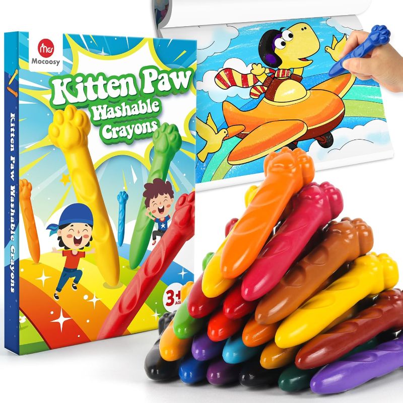 Photo 1 of Mocoosy 18 Colors Jumbo Crayons for Toddlers 1-3, Washable Crayon with Coloring Book Set for Kids Ages 2-4, Non-Toxic Crayons Kit Art Supplies for Babies and Children Coloring Activitiy Birthday Gifts
