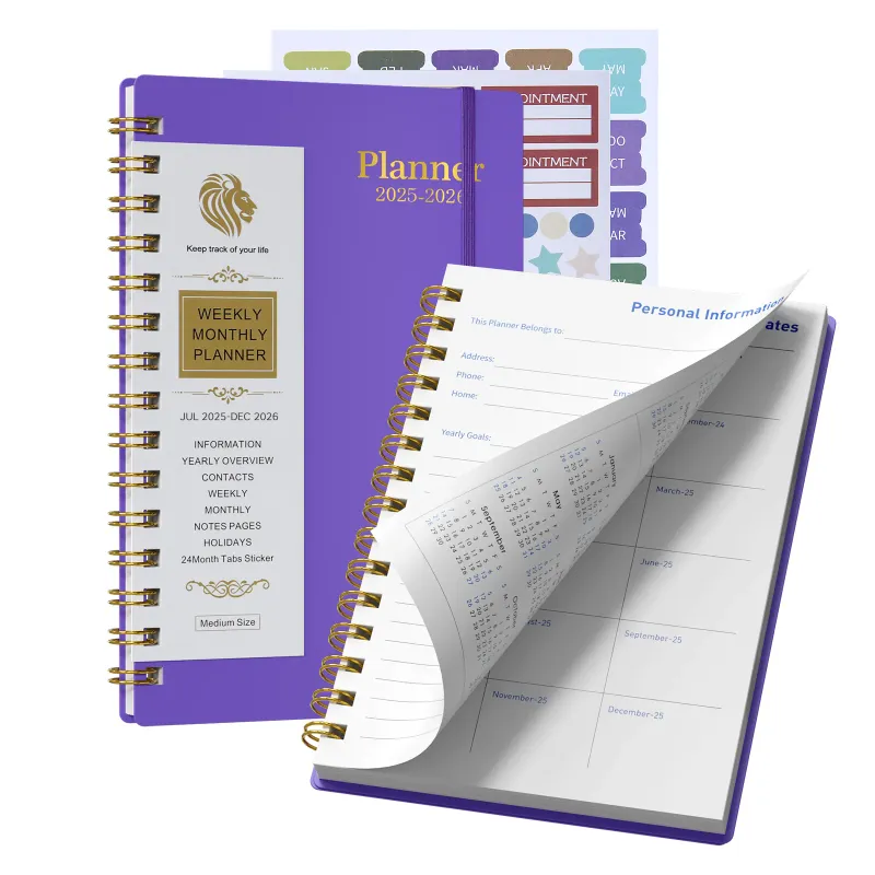 Photo 1 of 2025-2026 Planner - Academic Weekly & Monthly Planner 2025-2026 with Monthly Tabs, 5.6" x 8.2", Jul. 2025 - Dec. 2026, Flexible Cover, Wirebound Month Label
