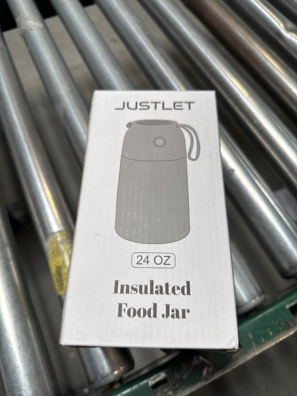 Photo 1 of JUSTLET 24 oz Insulated Stainless Steel Food Jar, Thermos W/ Folding Spoon and Cup, Orange
