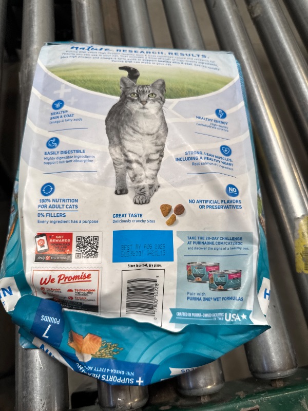 Photo 1 of Purina ONE Plus High Protein Cat Food Dry Salmon and Ocean Whitefish Cat Skin and Coat Health Formula - 7 lb. Bag