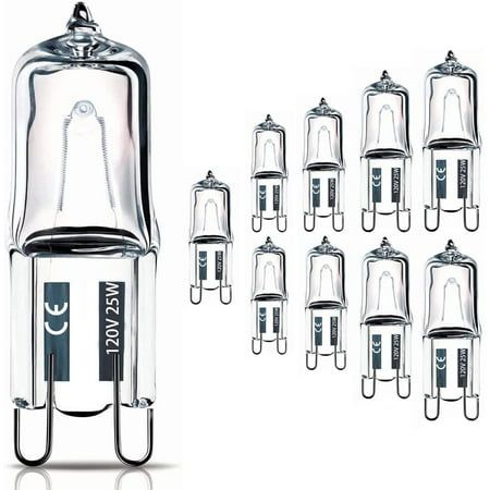 Photo 1 of 10PCS G9 25 W 120V Halogen Bulb Dimmable Long Lifespan G9 T4 Base with 2800K Warm White JCD G9 Halogen Light Bulbs 2 Pin for Pendants
