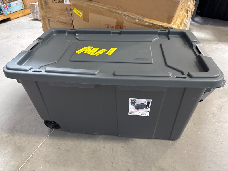 Photo 1 of Sterilite 40 Gallon Wheeled Industrial Tote Plastic Adult, Flat Gray

