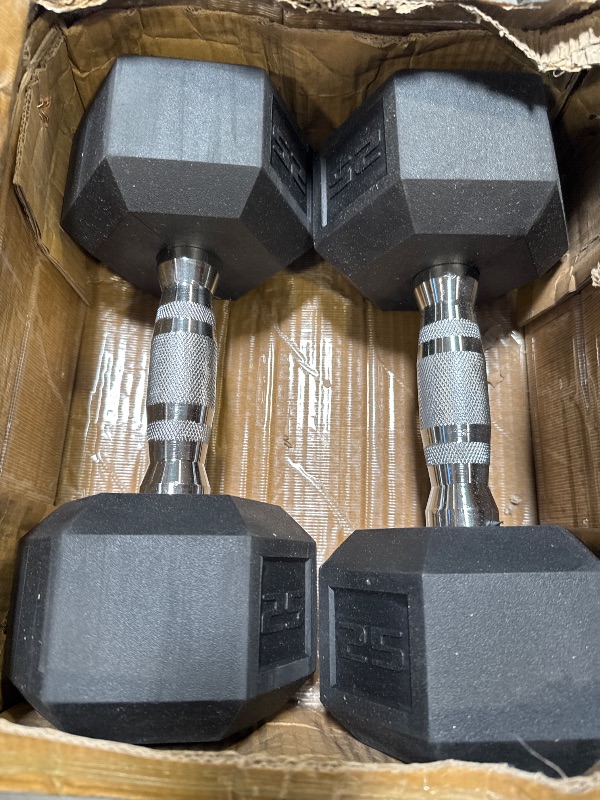 Photo 1 of 2Pcs 25 lbs Hex Dumbbells