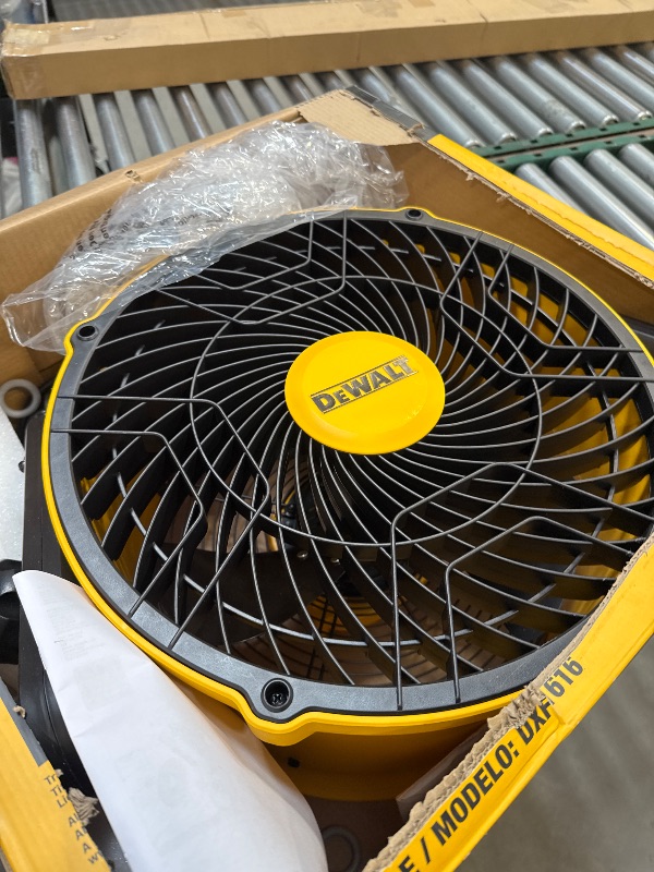 Photo 1 of DEWALT 16 Inch Heavy Duty Floor Fan, High Velocity Barrel Shop Fan, 3-Speed Powerful with 4000 CFM, 360° Adjustable Tilting Airflow Fan for Warehouse, Workshop, Factory, Basement