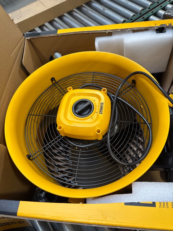 Photo 1 of DEWALT 16 Inch Heavy Duty Floor Fan, High Velocity Barrel Shop Fan, 3-Speed Powerful with 4000 CFM, 360° Adjustable Tilting Airflow Fan for Warehouse, Workshop, Factory, Basement