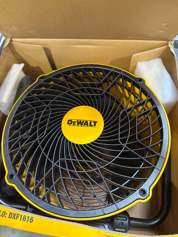 Photo 1 of DEWALT 16 Inch Heavy Duty Floor Fan, High Velocity Barrel Shop Fan, 3-Speed Powerful with 4000 CFM, 360° Adjustable Tilting Airflow Fan for Warehouse, Workshop, Factory, Basement