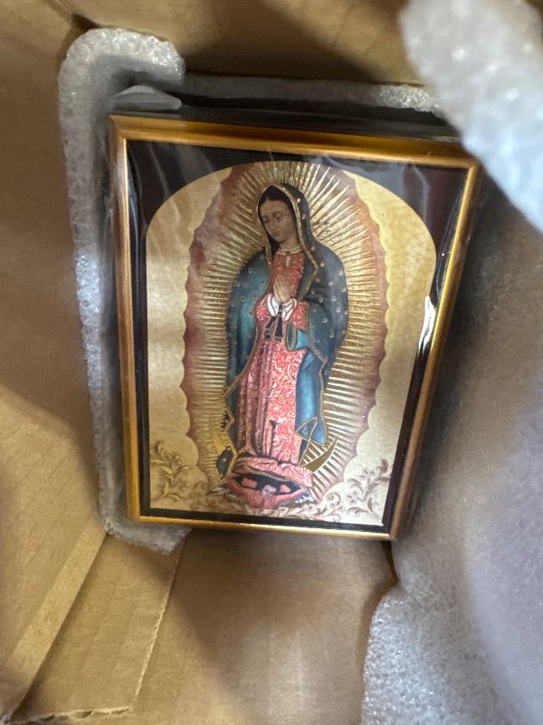 Photo 1 of A and K Decorative Box – Wooden Rosary Case and Jewelry Box - Ideal Catholic Gift - 5 x 4 x 2 in. (Virgen de Guadalupe Patrona de México)