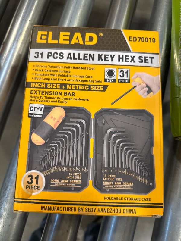 Photo 1 of ELEAD 31-Piece Hex Key Set - Allen Wrench Set, SAE and Metric Allen Keys MM(0.7mm-10mm) SAE(0.028"-3/8) Heat-Treated, Torque Handle, High Leverage, Long & Short Keys, Easy Organization