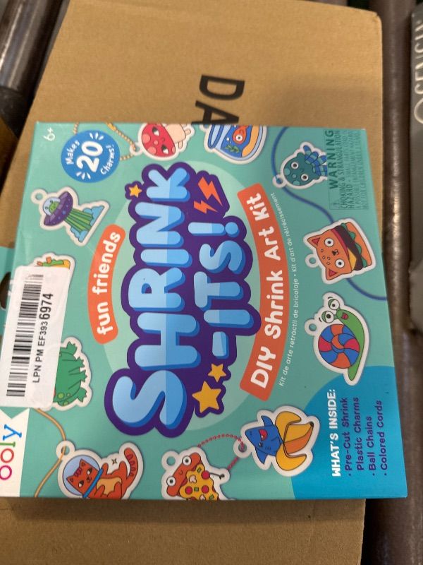 Photo 1 of Ooly Shrink-Its 28 PC DIY Shrinking Art Kit That Creates Charms and Tags, Includes 20 Plastic Pre Cut Charms and More, No Mess Art for Kids, DIY Creative Activity, Ideal Party Favor - Fun Friends