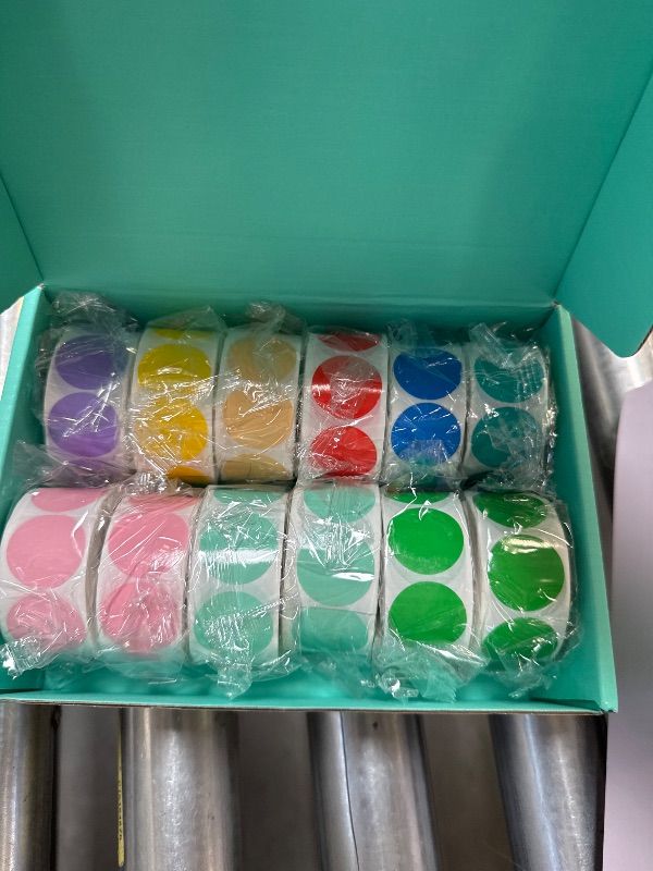 Photo 1 of 6000 PCS 1" Colored Dot Stickers Circle Color Coding Labels, 12 Color Style Colorful Coding Label Sticker for Garage Sale, Office, Student Classroom (6000Pcs, 12 Colors)