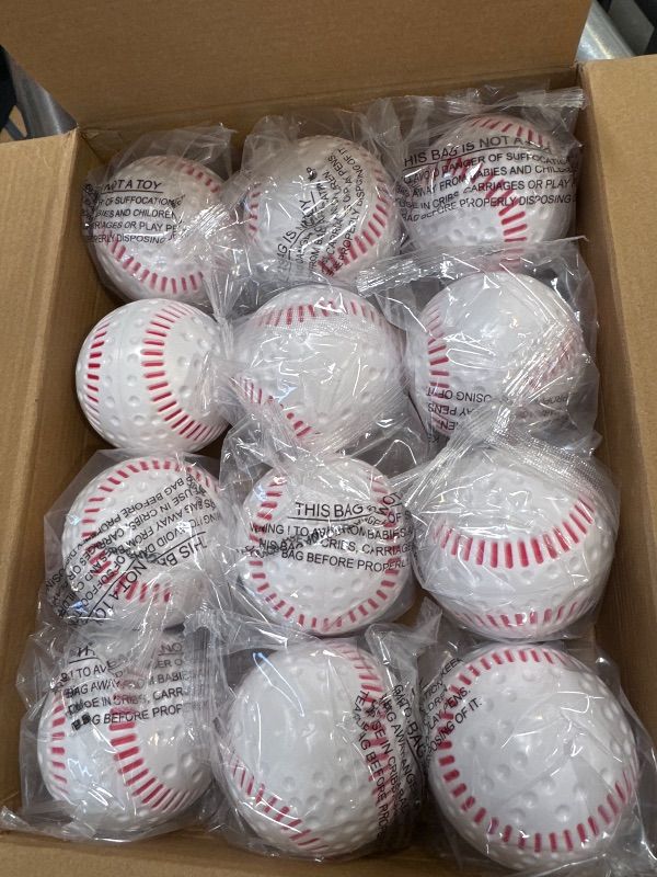 Photo 1 of Baden White Dimpled Baseballs with Red Seams | High-Durability for Pitching Machines, Consistent Training, 12-Pack