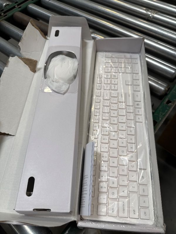 Photo 1 of LeadsaiL White Wireless Keyboard and Mouse Combo, Full-Sized Ergonomic Computer Keyboard, 2.4GHz USB Cordless Keyboard Silent Mouse Set, 12 FN Shortcuts for Windows MacOS Laptop Computer