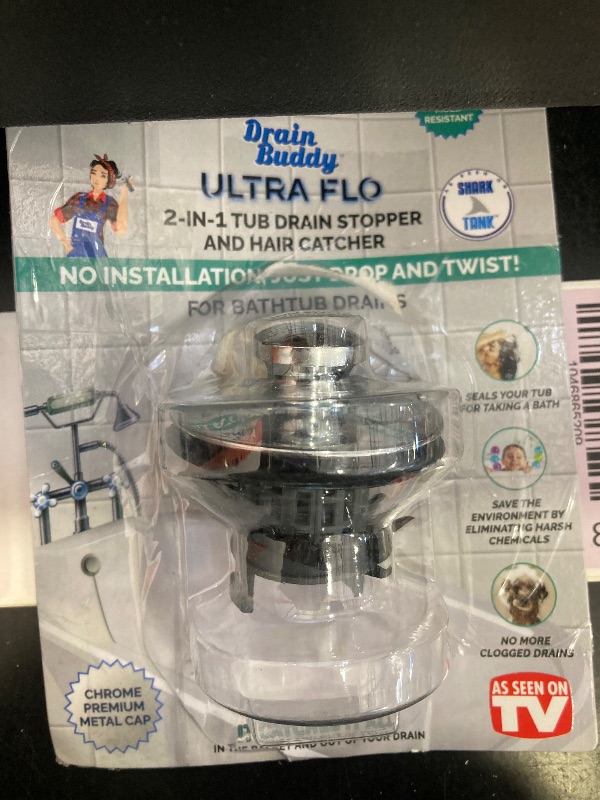 Photo 1 of 113980 Drain Buddy Ultra Flo Tub with Chrome Metal Cap
