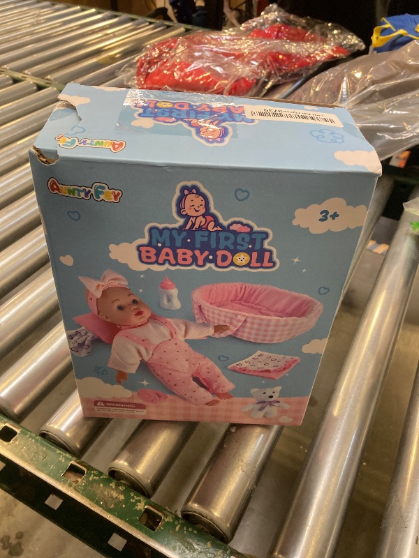 Photo 1 of *ONLY ACCESSORIES, NO BABY DOLL* AuntyFey 12" Baby Doll Set, Baby Doll Bassinet with Accessory for Girl Toddlers 1-3 with Bottle, Teddy Bear, Pillow, Blanket