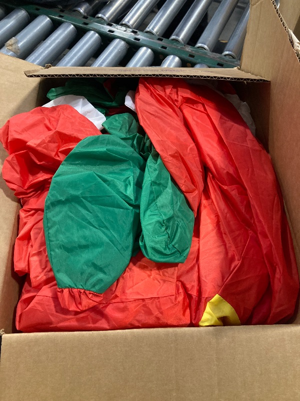 Photo 1 of 12 Ft Ht x 14 Ft L Giant Christmas Inflatables Santa Elf Ride Dinosaur Holding Candy Cane Christmas Blow Up Yard Decorations Built-in LEDs Christmas Decorations Outdoor Party Holiday Xmas Decor Lawn