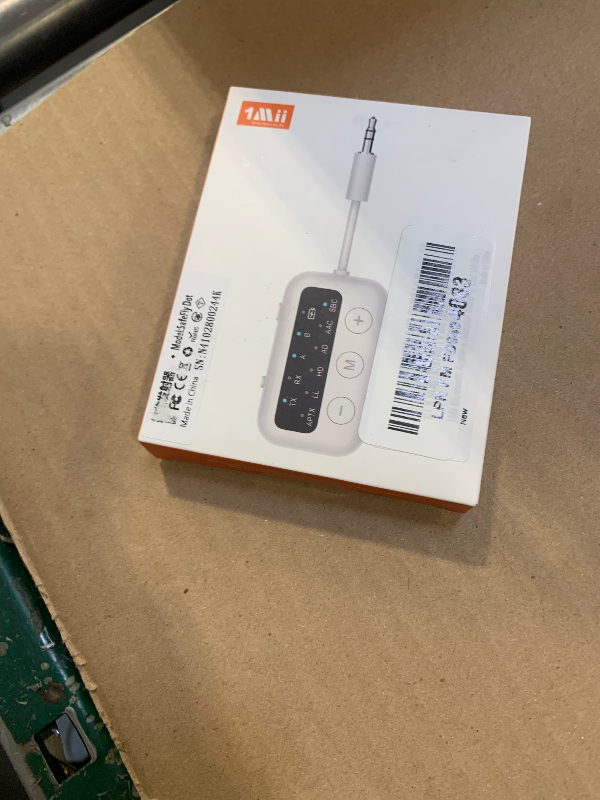 Photo 1 of 1Mii SafeFly Dot-Bluetooth 5.3 Transmitter Receiver for up 2 Headphones,AptX Low Latency/HD,Plane Travel Essentials,Wireless Audio Bluetooth Airplane Adapter for Flight,TV,Car,PC (White)