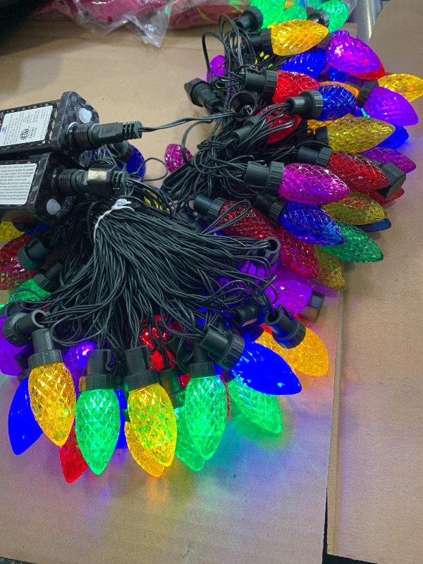 Photo 1 of 2-Pack Extentable C9 Christmas Lights Outdoor Indoor, 66 FT 100 LED Christmas String Lights Plug in with 8 Modes & Timer, Waterproof Fairy Twinkle Light for Xmas Tree Yard Decorations (Multi-Colored)