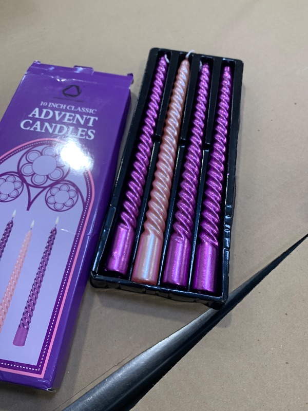 View 2 of 10 inches Advent Candles Set of 4,Ture Dripless Advent Wreath Candles,Velas de Adviento Nativity Scene Candlesticks, Elegant Non Toxic Candle Sticks