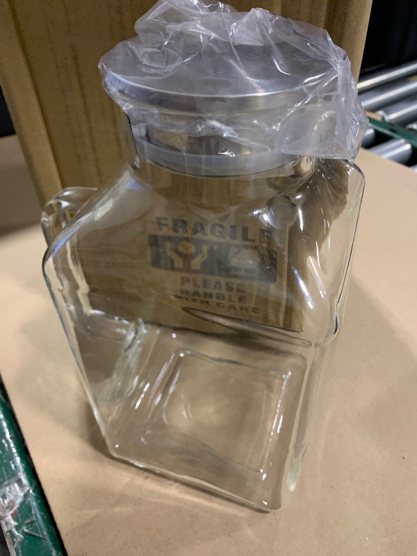 Photo 1 of 1 Gallon Square Glass Pitcher with Lid and Spout, Borosilicate Glass Carafe for Hot/Cold Drink, Water Pitchers with Handle for Fridge, Extra Large Jug for Iced Tea, Coffee, Juice, Beverage