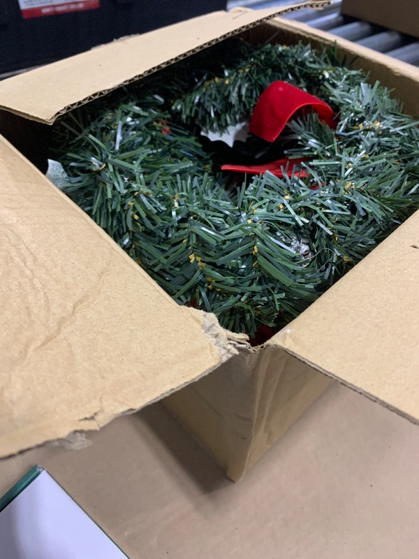 Photo 1 of 4 Pcs 12 Inch Small Christmas Wreath Mini Door Wreath with Ball Frosted Pinecone Berried Holly Christmas Decorations for Indoor Window Wall Stairs Room Home Office Decor Kitchen