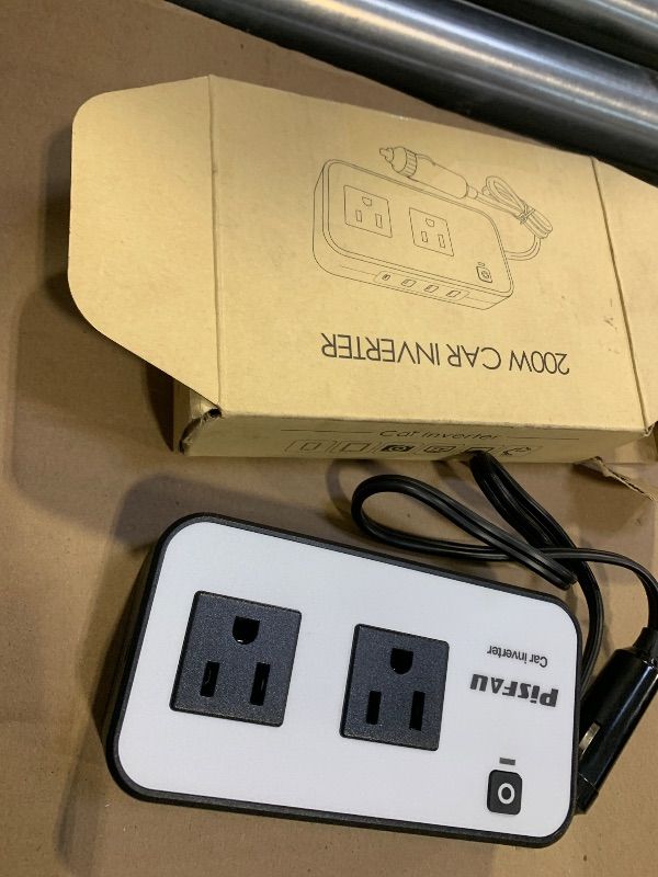 Photo 1 of 200W CAR POWER INVERTER, PISFAU DC 12V TO 110V AC CAR PLUG ADAPTER OUTLET WITH [20W USB-C] /USB-FAST CHARGER(18W) / 4.8A DUAL USB/CAR CHARGER FOR LAPTOP
