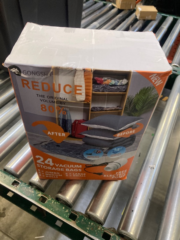 Photo 1 of 24 Pack Vacuum Storage Bags with Electric Pump, (5 Jumbo, 5 Large, 5 Medium, 5 Small, 4 Roll Up Bags) Space Saver Bag for Clothes, Mattress, Blanket, Duvets, Pillows, Comforters,Travel