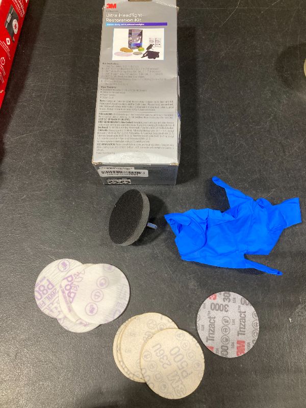 Photo 1 of 3M Ultra Headlight Restoration Kit, Contains Masking Tape, Light Sanding Discs, Wax Protectant and More, Use on Plastic Lenses Headlights, Taillights and More, Easy Heavy-Duty Restoration (39195)