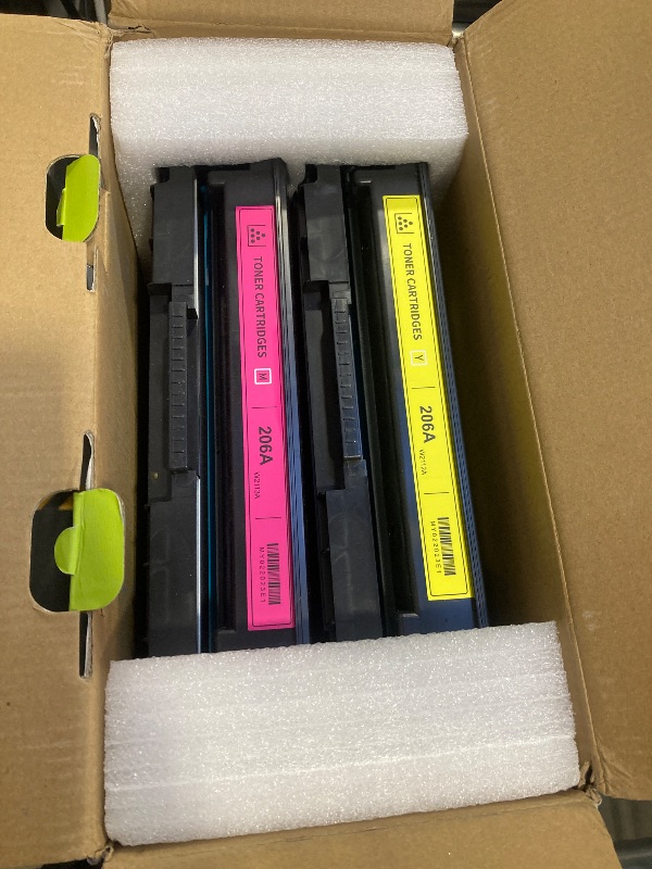 Photo 1 of 206A Toner Cartridges 4-Pack Compatible 206A W2110A W2111A W2112A W2113A Replacement for HP 206A Toner Cartridges Set Pro M255 m255dw, Color Pro MFP M283fdw M282, M283 Printer (by, C, M, Y)