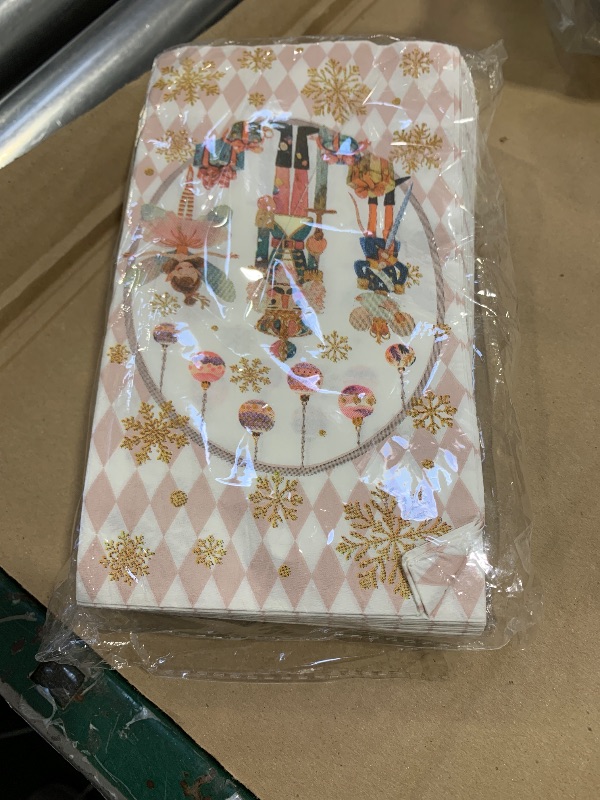 Photo 1 of 50 PCS Christmas Guest Napkins Disposable Vintage Nutcracker Napkins for Christmas Winter Snow Theme Decorative Hand Paper Napkins for Bathroom Xmas Party Supplies