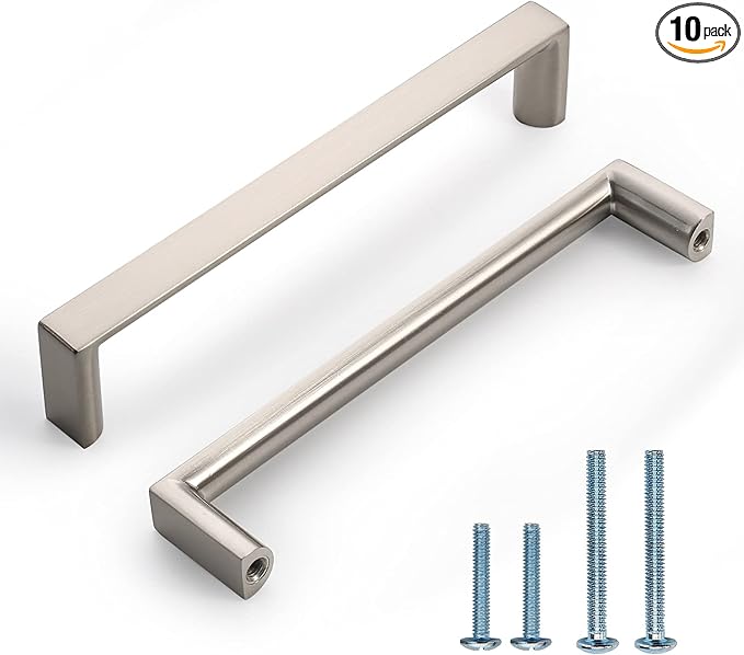 Photo 1 of 10 Pack 5 Inch(128mm) Kitchen Cabinet Handles Brushed Satin Nickel Cabinet Pulls Kitchen Cabinet Hardware Drawer Pulls for Dresser Cupboard Wardrobe
