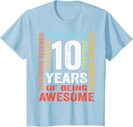 Photo 1 of 10 Years Old 10th Birthday Gift Vintage Retro 120 Months T-Shirt

L KIDS